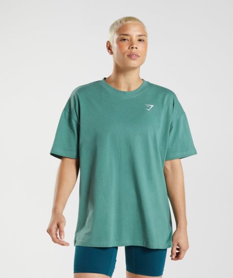 Women's Gymshark Training Oversized T-Shirts Green | CA 56N07A